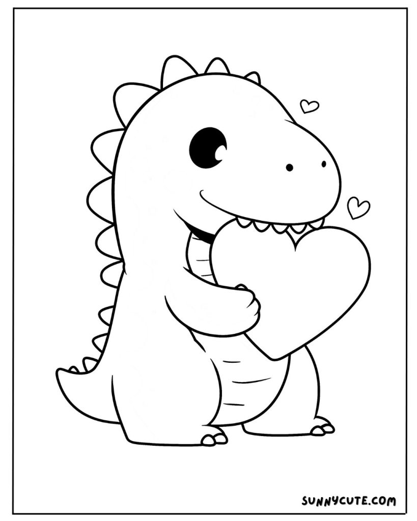 Cute dinosaur coloring page