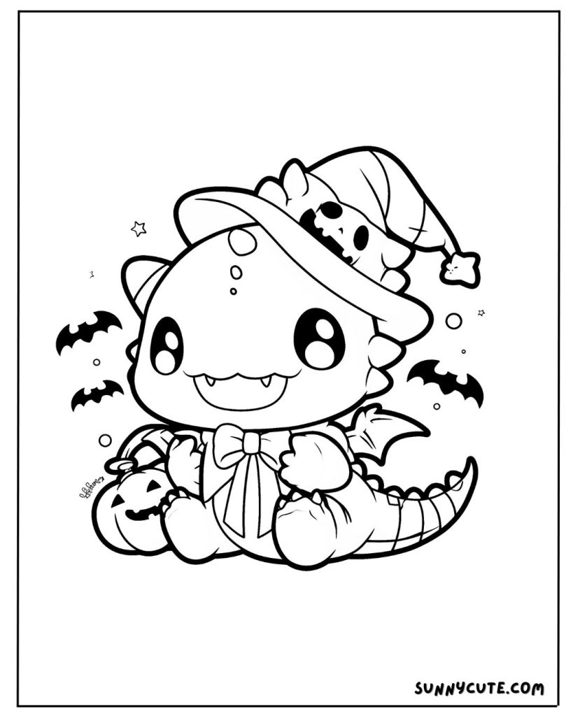 Halloween dinosaur coloring page