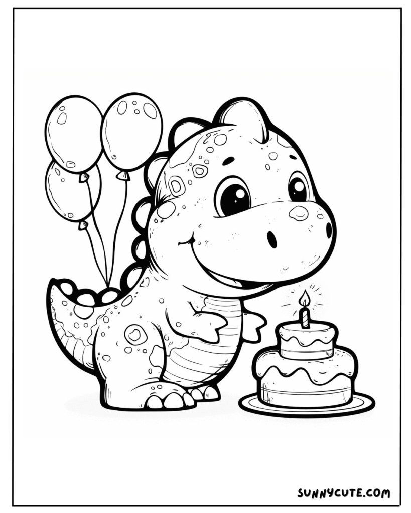 Birthday dinosaur coloring page
