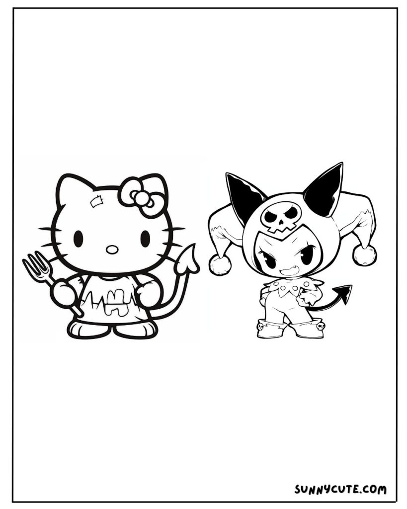 Kuromi hello kitty coloring page
