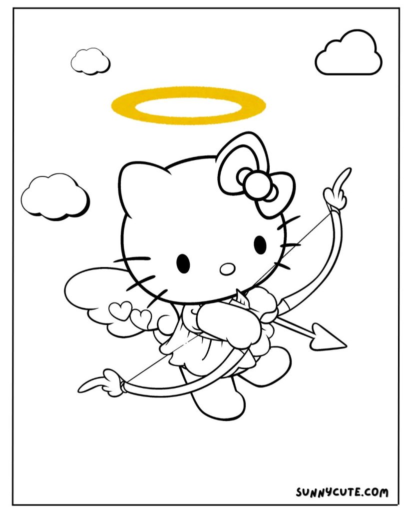 Angel hello kitty coloring page
