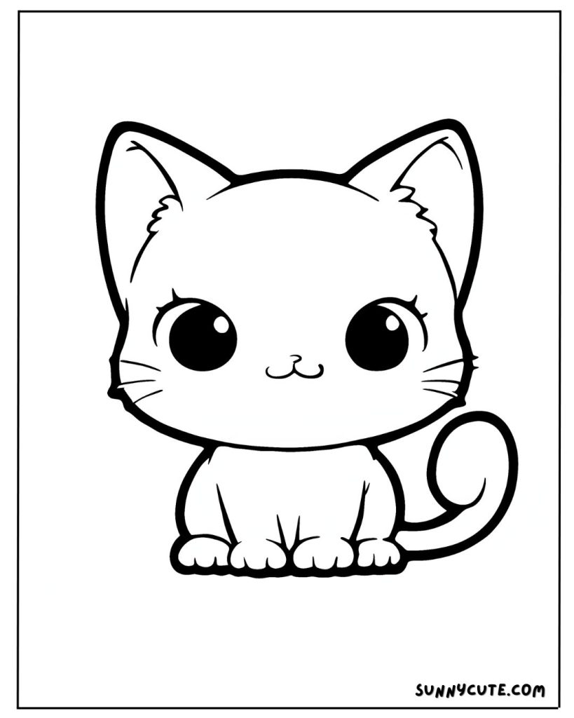 Cute Kitten Coloring Page