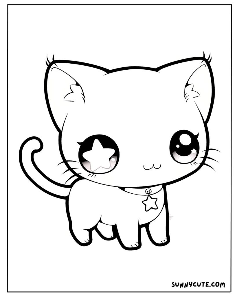 Anime kitten coloring page
