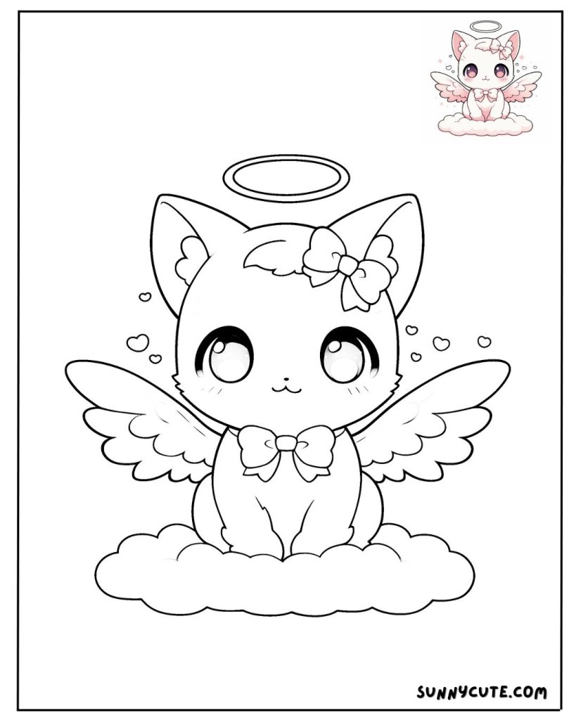 Angel Kitten Coloring Page