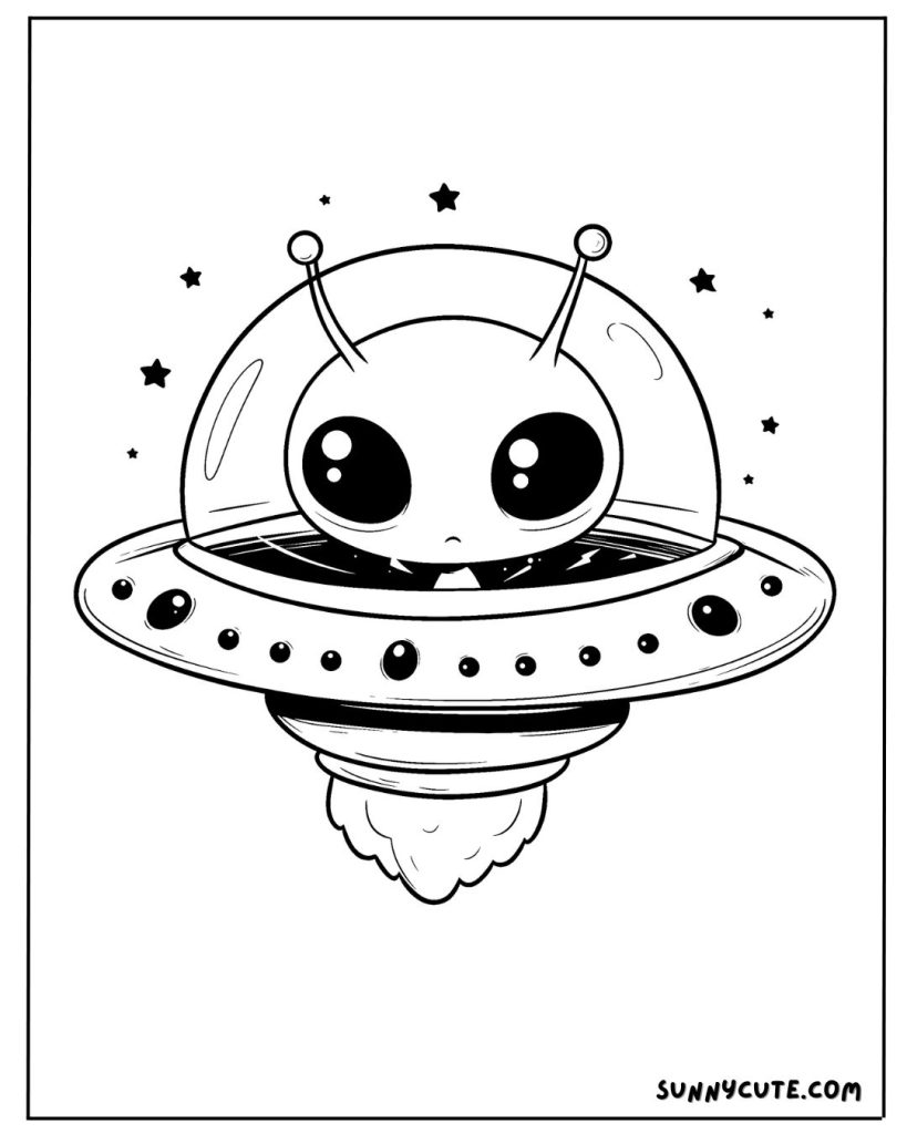 Alien UFO Coloring Page