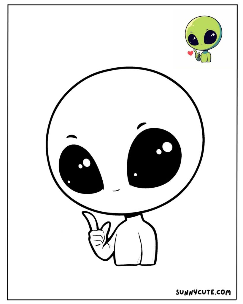 Cute Alien Coloring Page