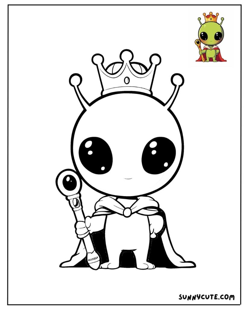 Alien King Coloring Page