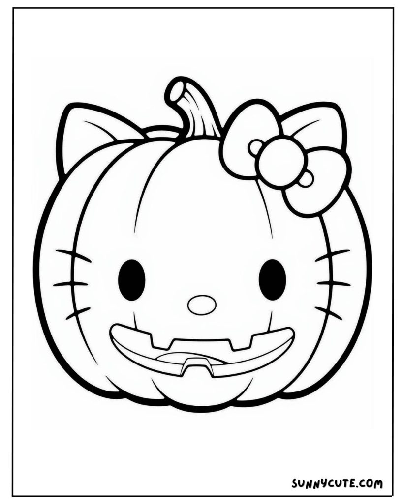 Hello kitty pumpkin coloring page
