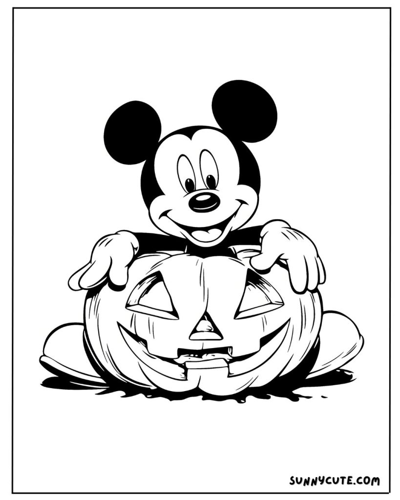 Mickey mouse pumpkin coloring page
