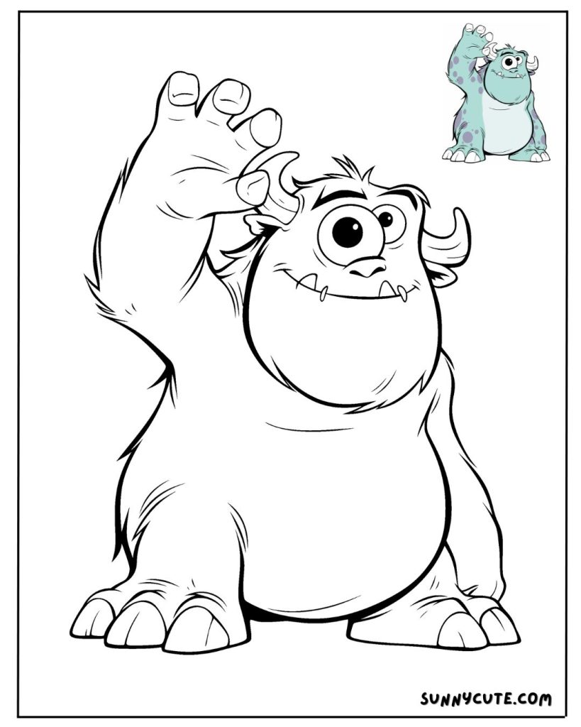 Cartoon monster coloring page