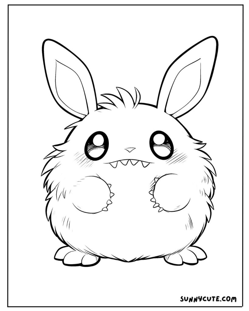 Cute Furry Monster Coloring Page