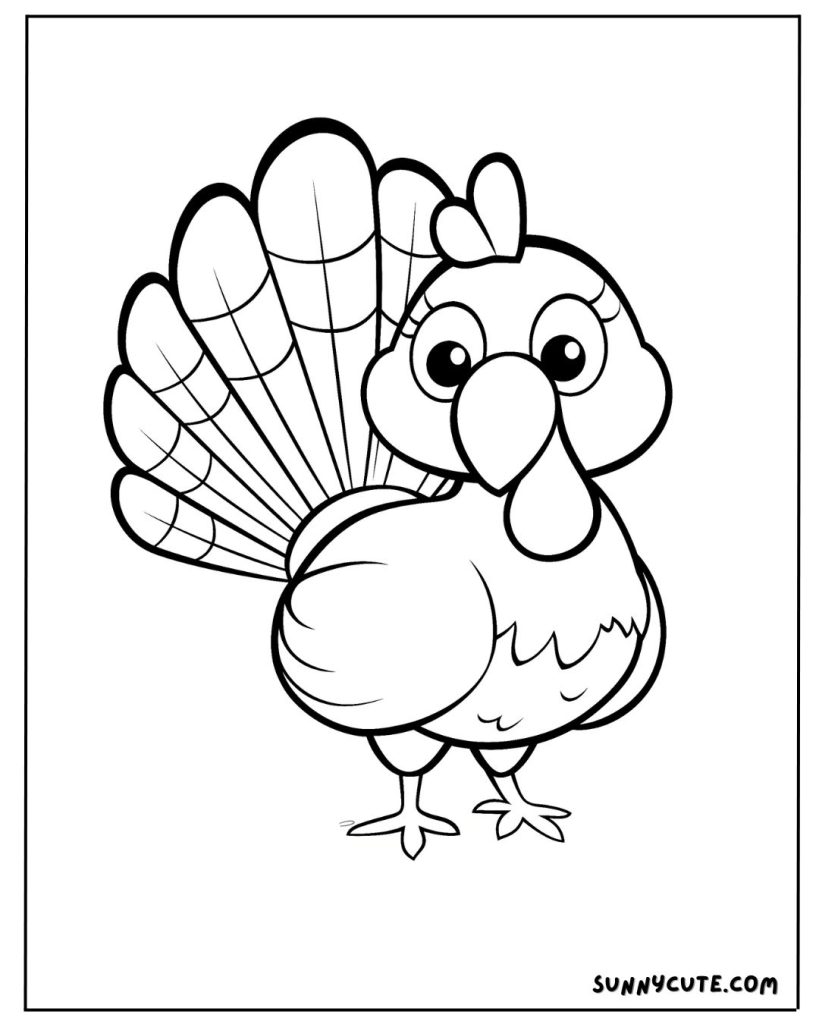 Cute turkey coloring page
