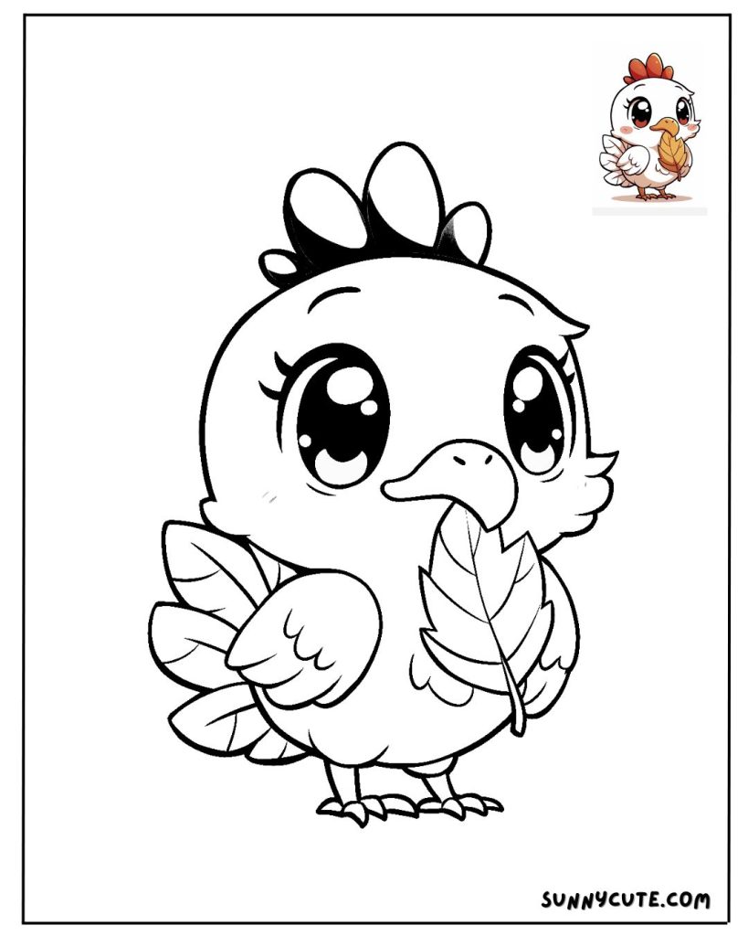 Kawaii anime turkey coloring page