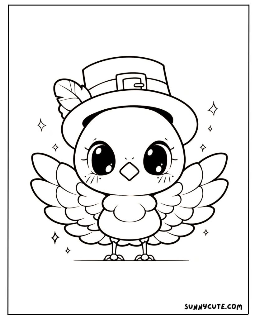 Chibi turkey coloring page