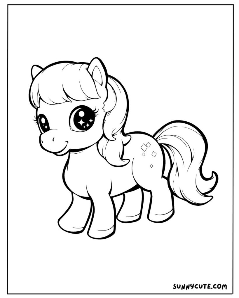 Cute horse coloring page