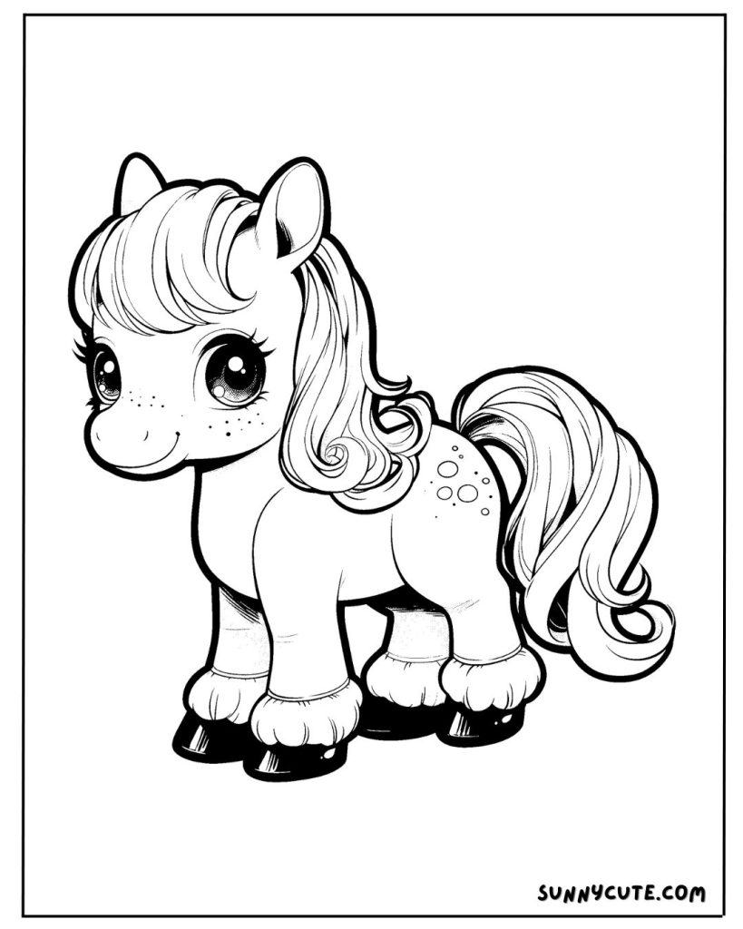 Kawaii Baby Horse Coloring Page