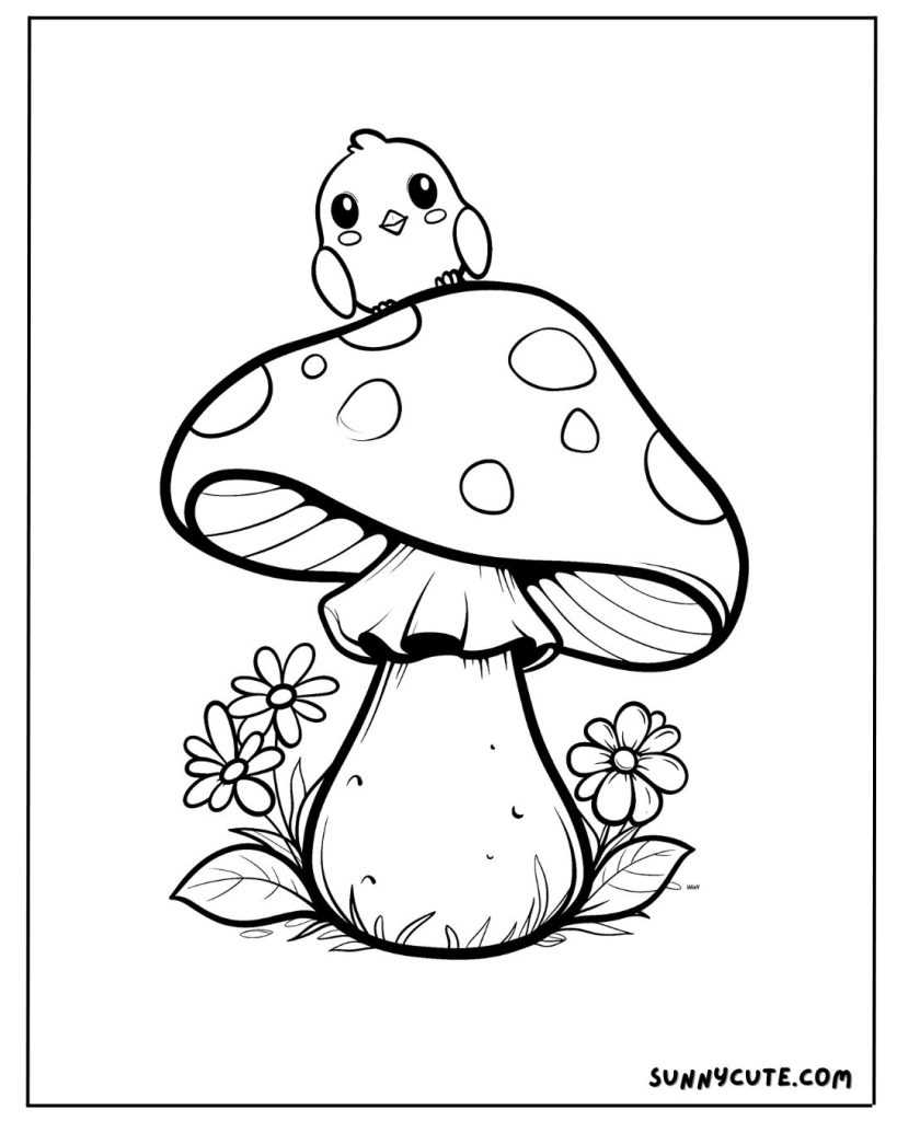 Simple Mushroom Coloring Page