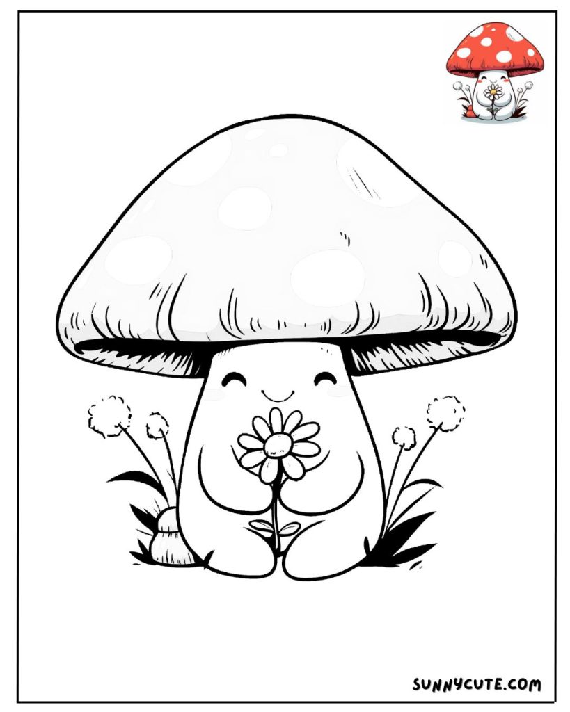 Cute Mushroom Coloring Page