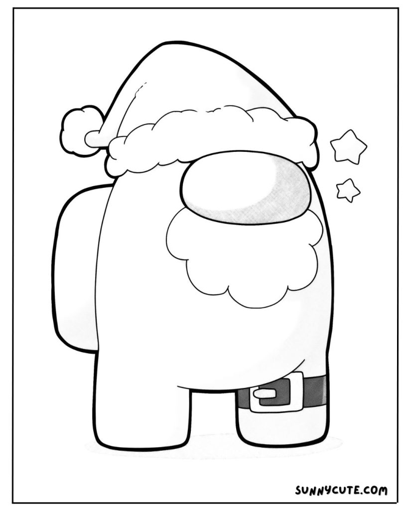 Among us santa coloring page