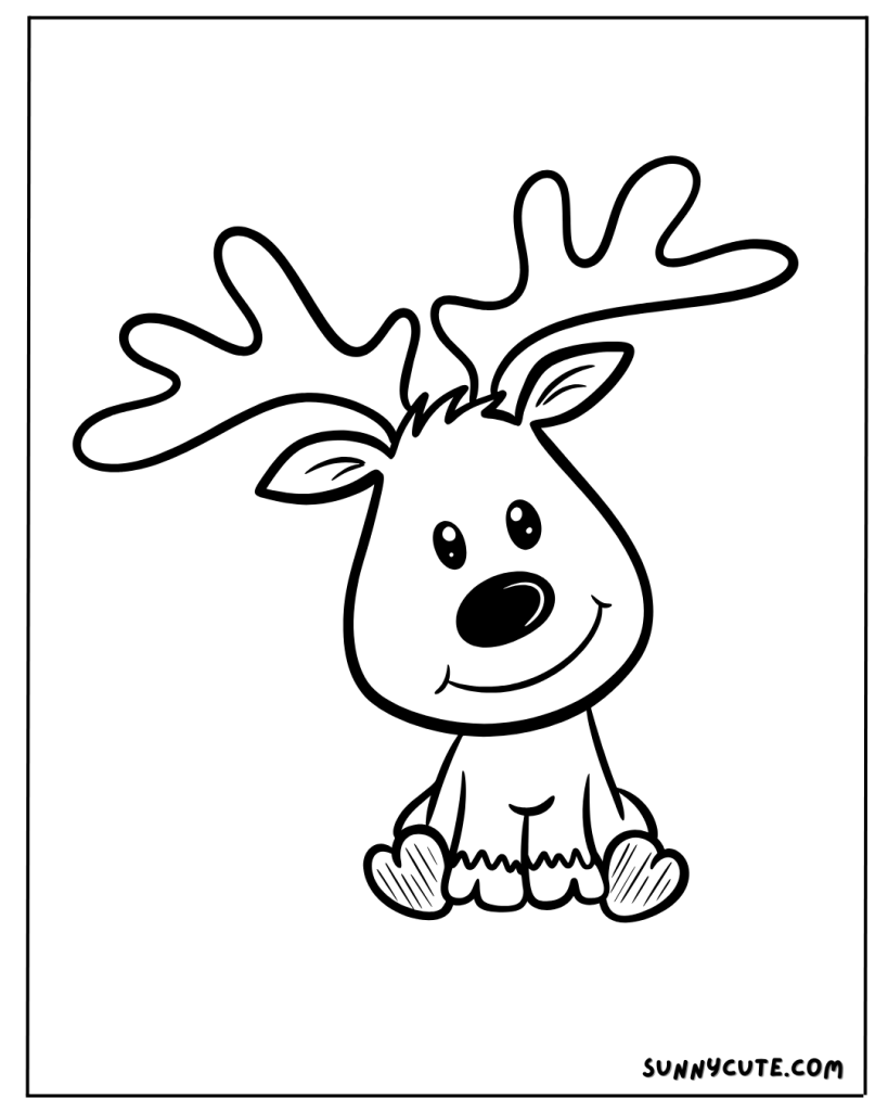 Chibi  Reindeer Coloring Page