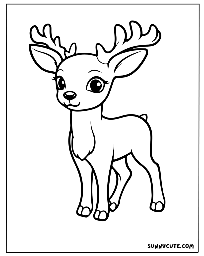 Charming  Reindeer Coloring Page