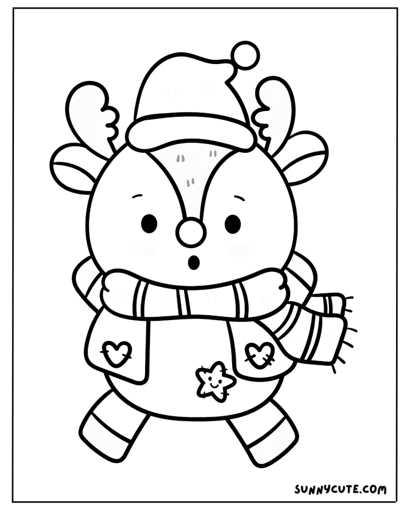 Christmas Reindeer Coloring Page