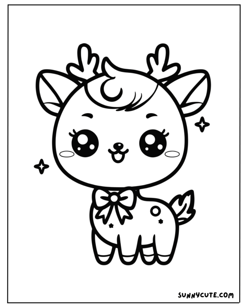 Kawaii Reindeer Coloring Page