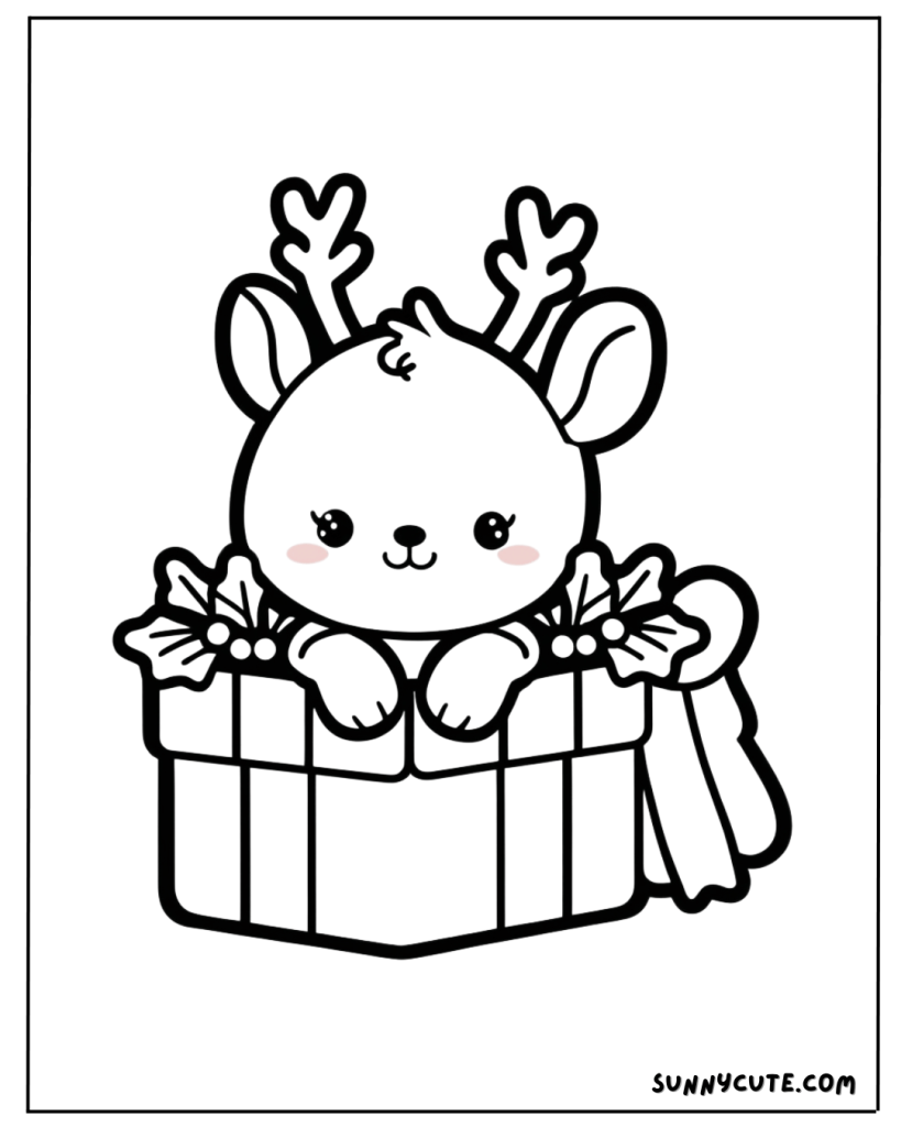 Reindeer in box Coloring Page 