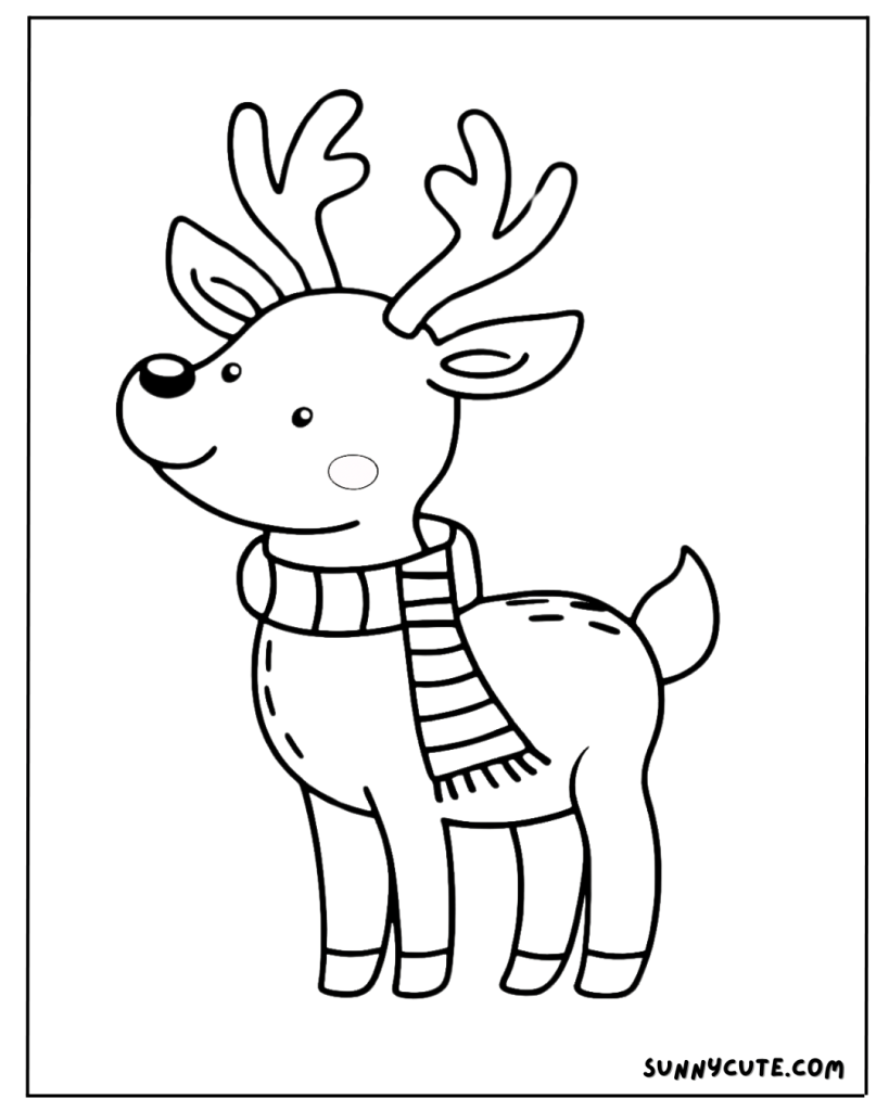 Cartoon Reindeer Coloring Page